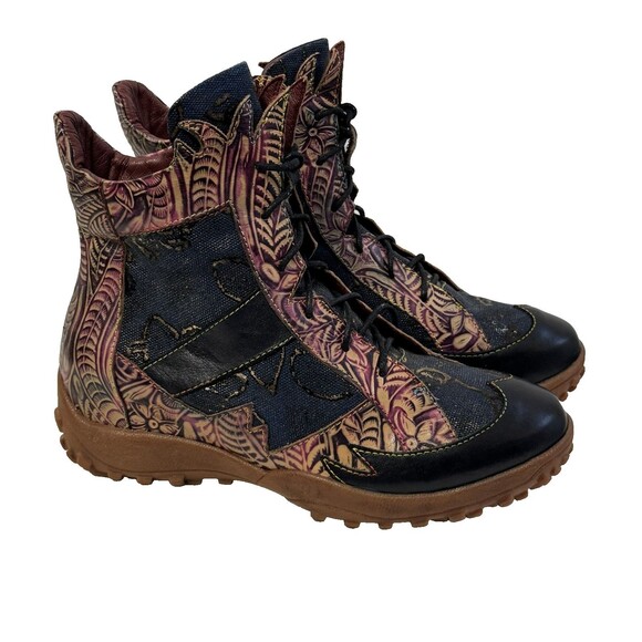 L’Artiste by Spring Step Ileana Boots EU 40 US 9.5 Multicolor Leather Lace Up An - Picture 3 of 12